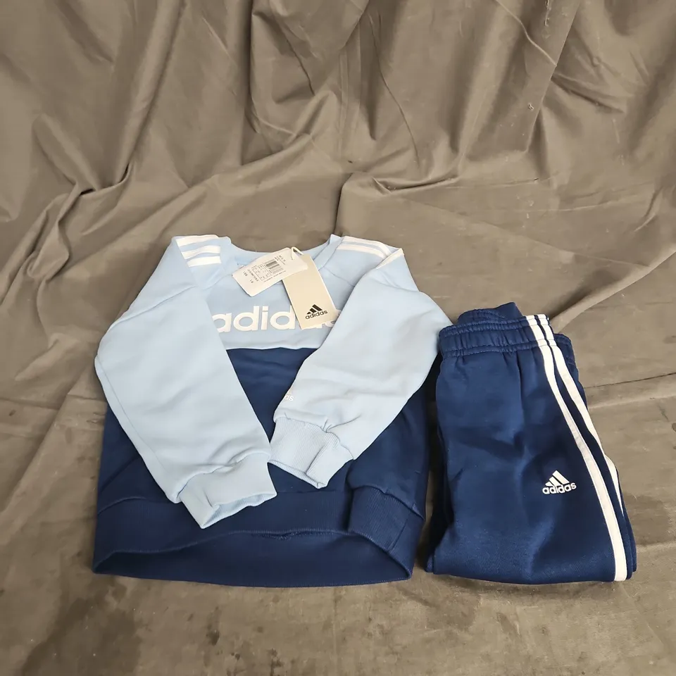 ADIDAS COLOUR BLOCK FLEECE LINED TRACKSUIT IN NAVY/BLUE SIZE 18/24MONTHS