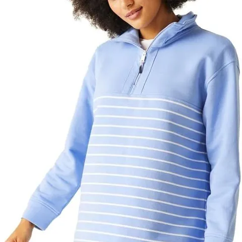 REGATTA WOMEN'S BAYLETTA HALF PLACKET SWEATSHIRT FLEECE HYDRANGEA BLUE/WHITE UK SIZE 12