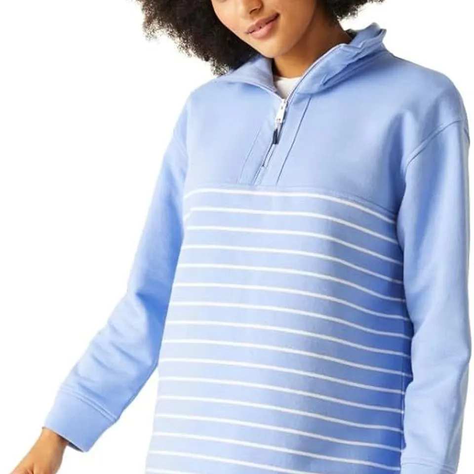 REGATTA WOMEN'S BAYLETTA HALF PLACKET SWEATSHIRT FLEECE HYDRANGEA BLUE/WHITE UK SIZE 12