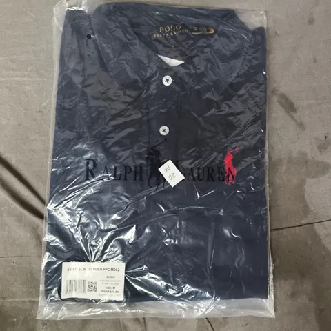 BAGGED POLO RALPH LAUREN SLIM FIT POLO TOP IN BLUE SIZE MEDIUM