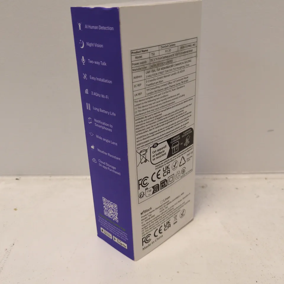 DOORBELL CAMERA – 2.4GHZ WI‑FI (BOXED)