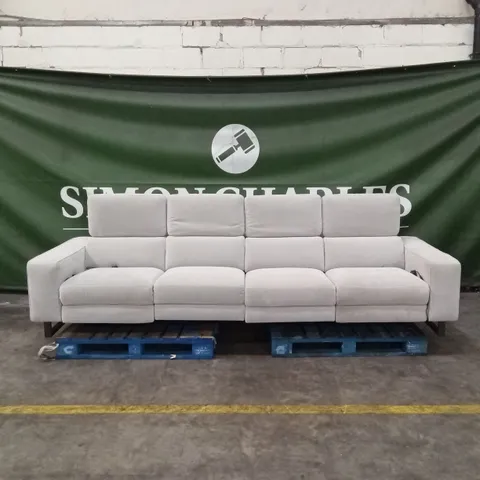 QUALITY DESIGNER ITALIAN MADE AGUSTO LARGE 4 SEATER FABRIC ELECTRIC RECLINER SOFA