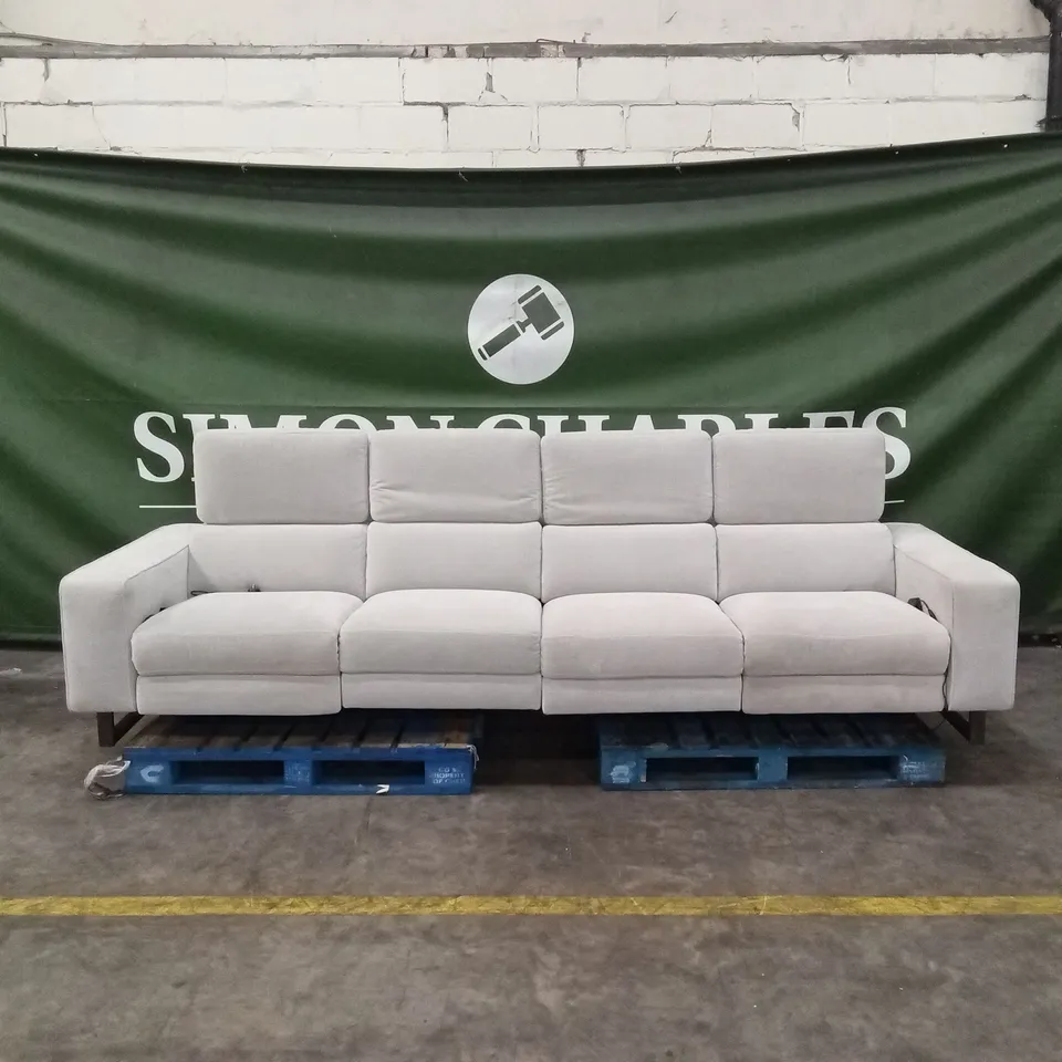 QUALITY DESIGNER ITALIAN MADE AGUSTO LARGE 4 SEATER FABRIC ELECTRIC RECLINER SOFA