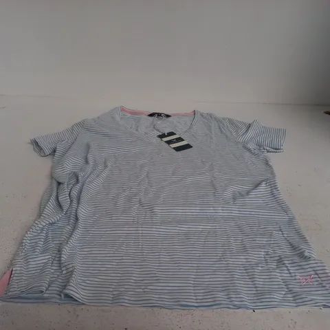 CREW CLOTHING COMPANY STRIPE SLUB TEE – WHITE/BLUE, UK 14