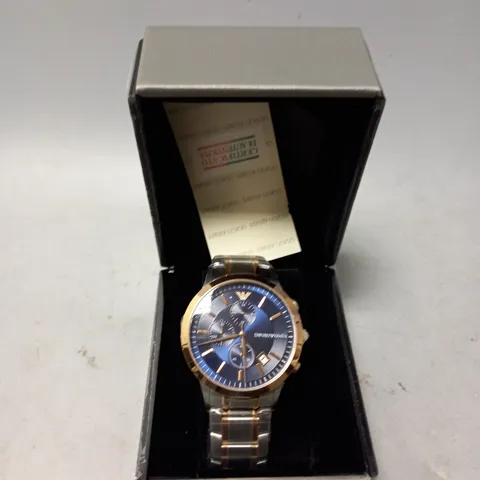 BOXED EMPORIO ARMANI CHRONOGRAPH TWO-TONE STAINLESS STEEL WATCH