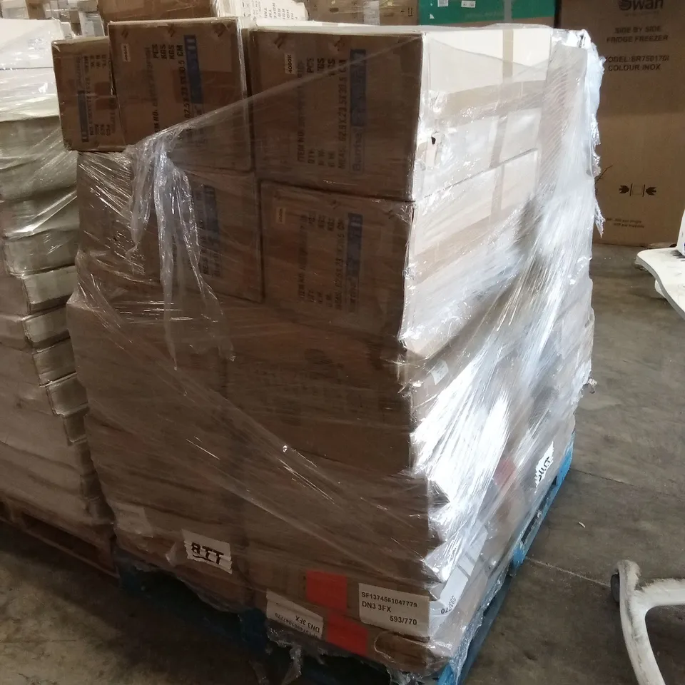 PALLET OF ASSORTED HOUSEHOLD GOODS AND BOXED FURNITURE ITEMS