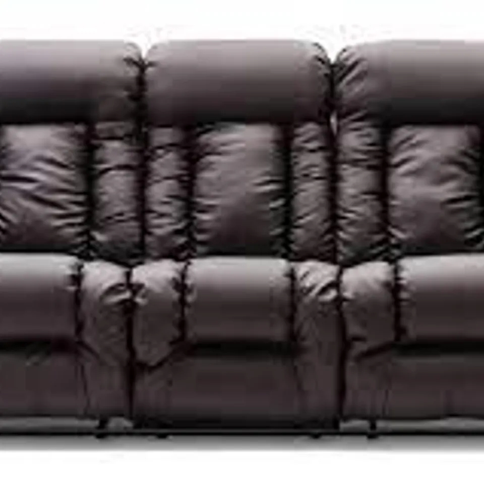 DESIGNER BROWN FAUX LEATHER THREE SEATER MANUALLY RECLINING SOFA