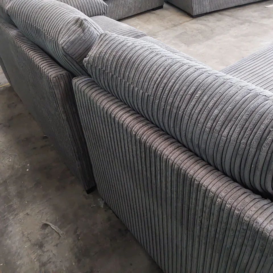 DESIGNER CORNER CHAISE SOFA GREY JUMBO CHORD