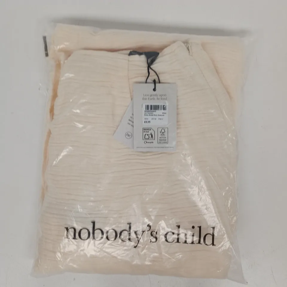 BAGGED NOBODY'S CHILD PETITE BRIDAL RORY JUMPSUIT IN CREAM SIZE UK 6