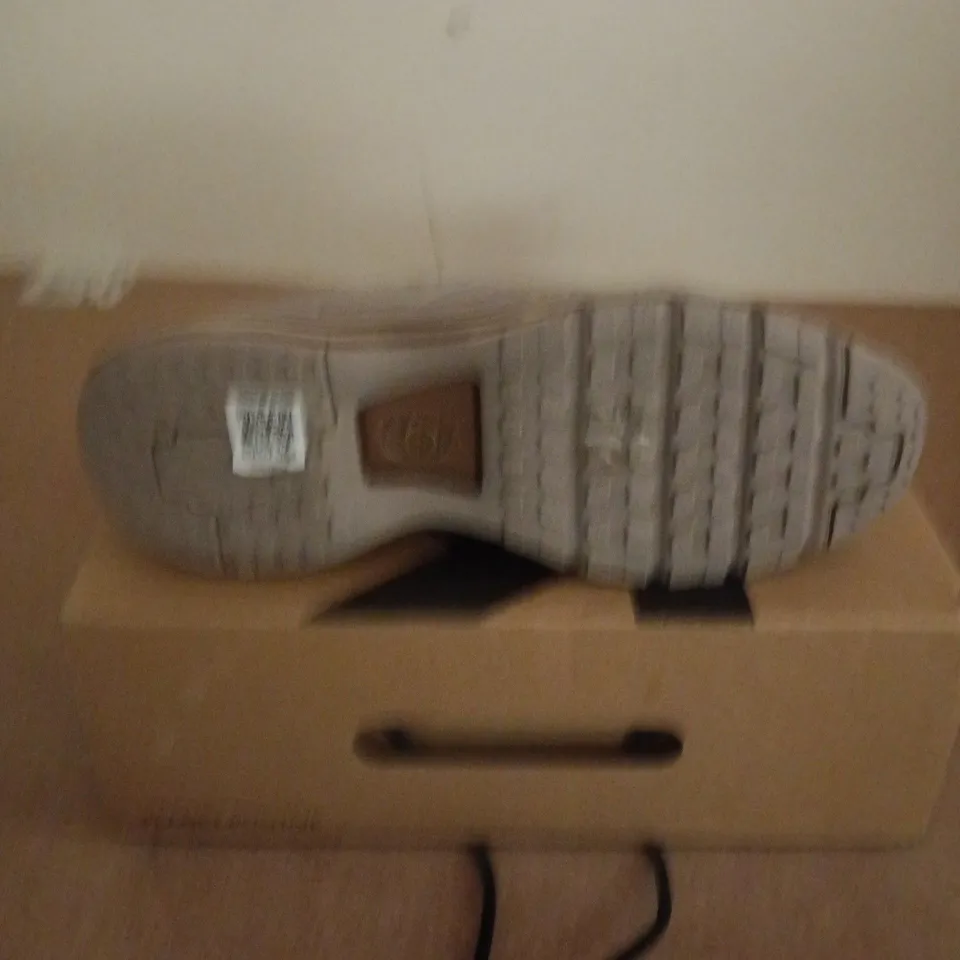 BOXED PAIR OF KURT GEIGER FABRIC SNEAKERS IN TAUPE - SIZE 41