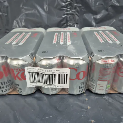 SET OF 3 X 330ML 8-CAN DIET COKE MULTIPACKS