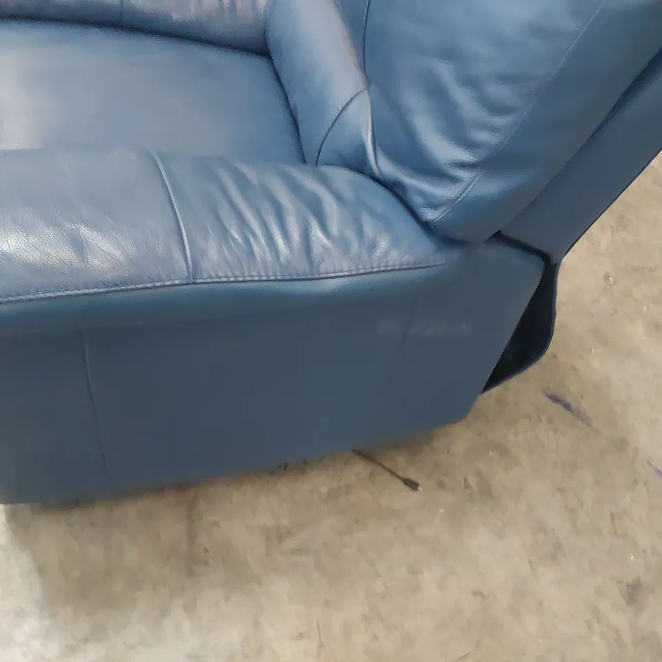 DESIGNER POWER RECLINING EASY CHAIR BLUE LEATHER 
