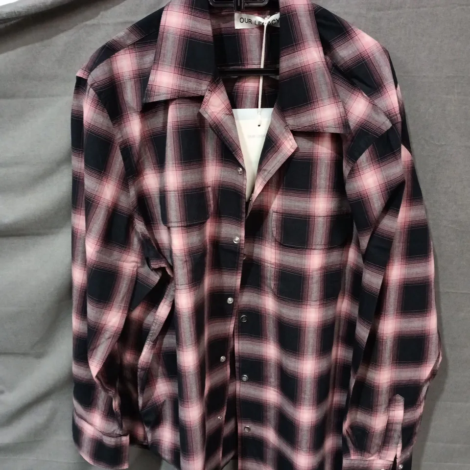 OUR LEGACY POCO SHIRT – PINK/BLACK OPTIC DISSONANCE SIZE 50