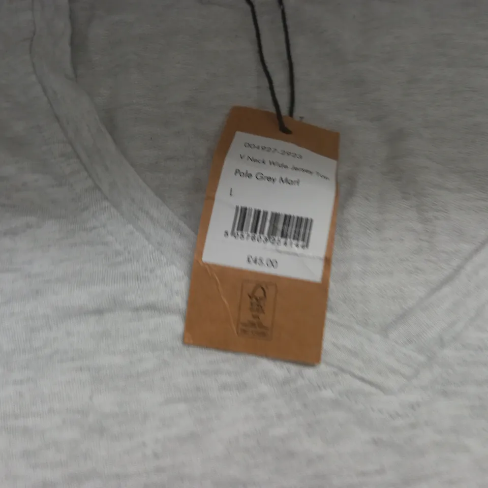 HUSH V-NECK WIDE JERSEY TOP  - L
