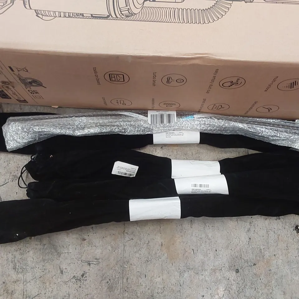 PALLET OF ASSORTED ITEMS INCLUDING: EUREKA VACUUM CLEANER, CEILING FAN LIGHT, DOUBLE STACK AIR FRYER, OFFICE CHAIR, JUICER, INFLATABLE POOLS ECT