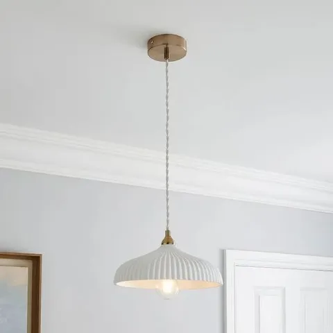 BOXED DORMA RIBBED PORCELAIN PENDANT LIGHT