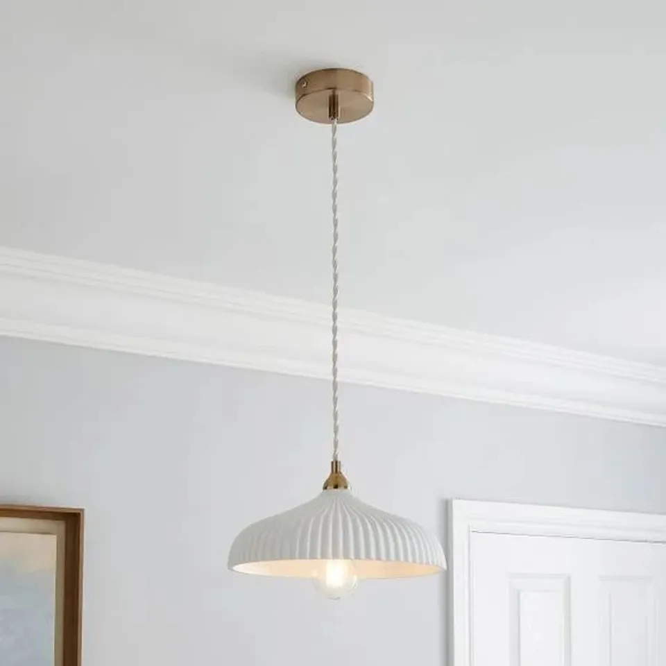 BOXED DORMA RIBBED PORCELAIN PENDANT LIGHT