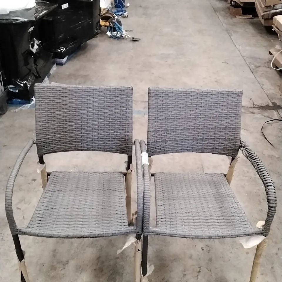 2X GOODHOME GREY RATTAN OUTDOOR CHAIRS 