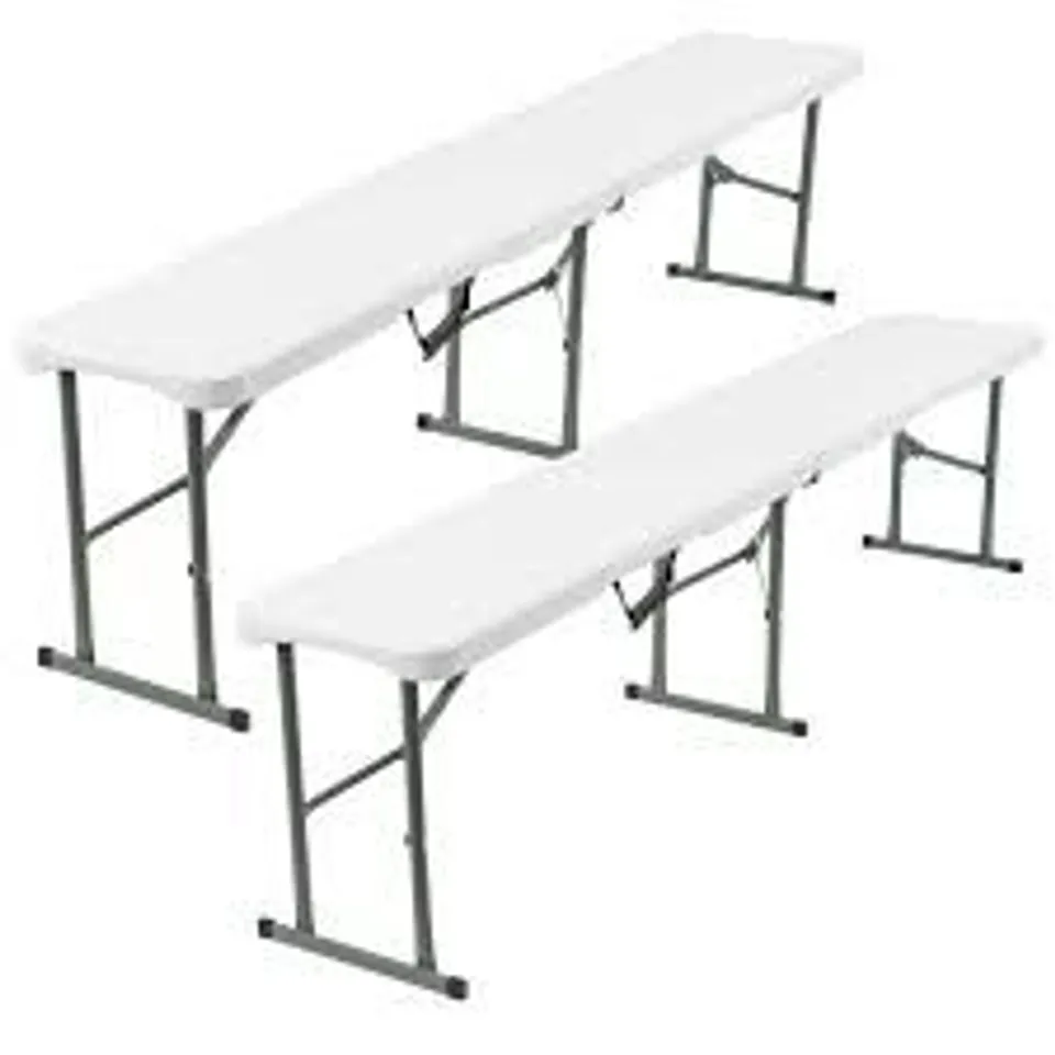 BOXED 6FT FOLDING BENCH SET WHITE 