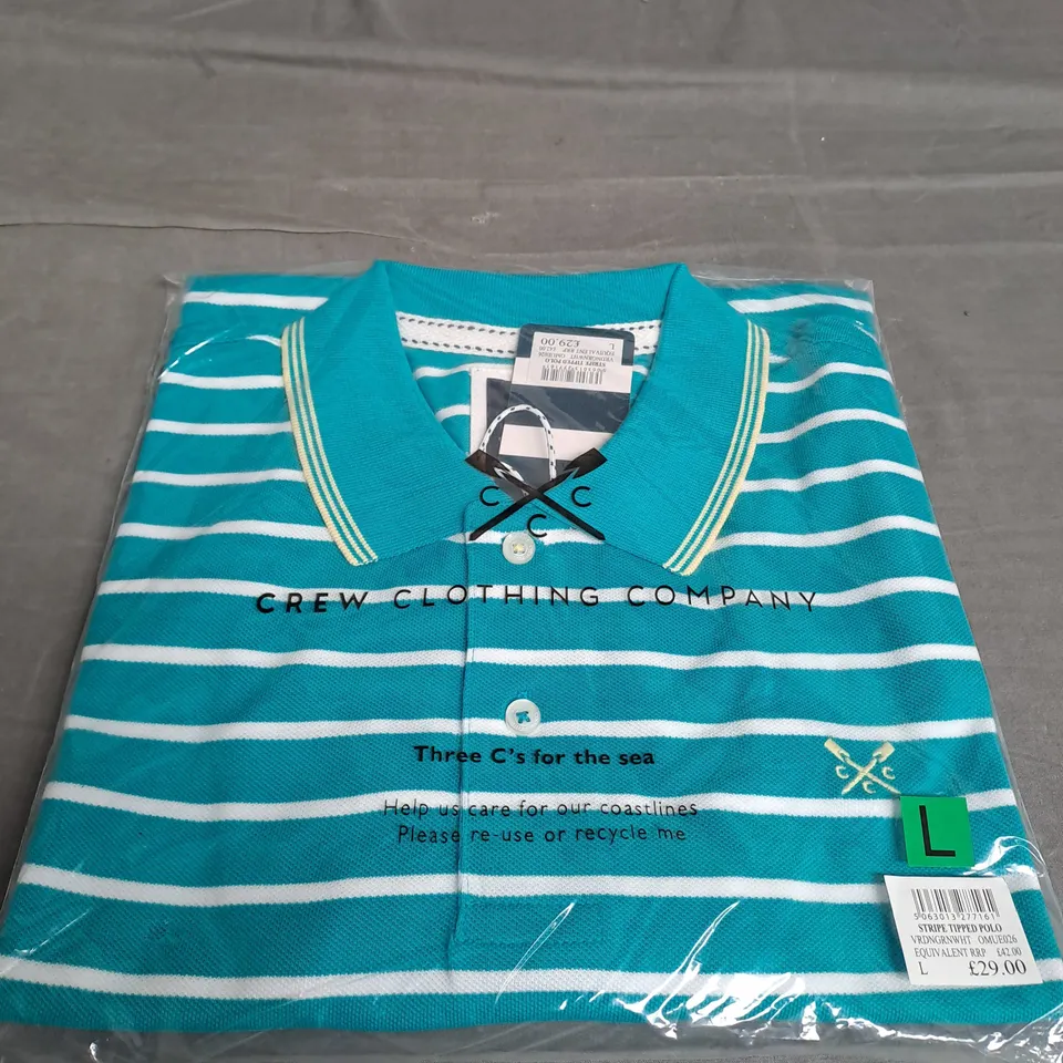CREW CLOTHING COMPANY STRIPED POLO SIZE L