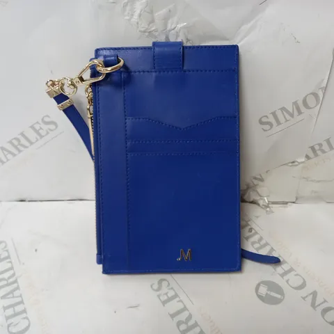 JM FASHION BY JULIEN MACDONALD THE ESSENTIALS LEATHER PHONE POUCH IN BLUE