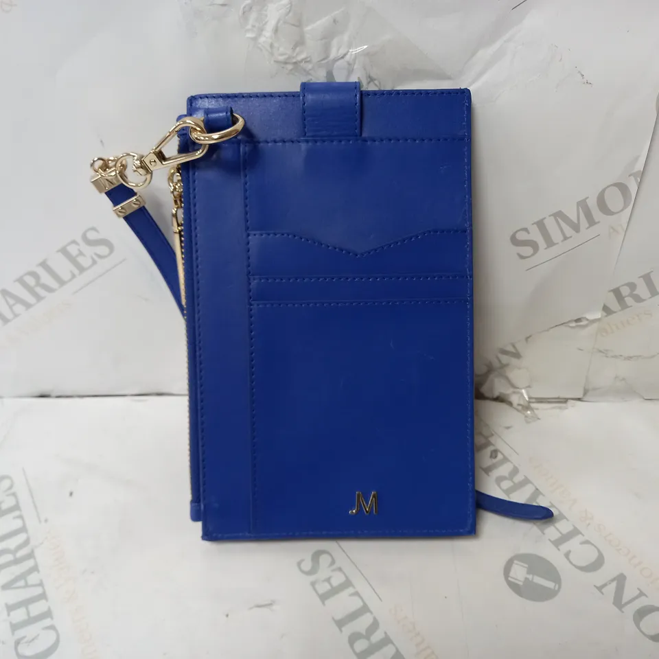 JM FASHION BY JULIEN MACDONALD THE ESSENTIALS LEATHER PHONE POUCH IN BLUE