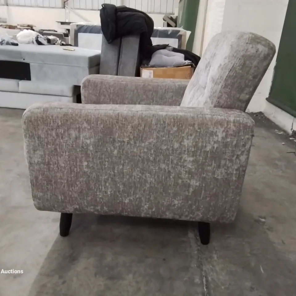 DESIGNER OSLO DESIGN FABRIC UPHOLSTERED GREY ARMCHAIR 