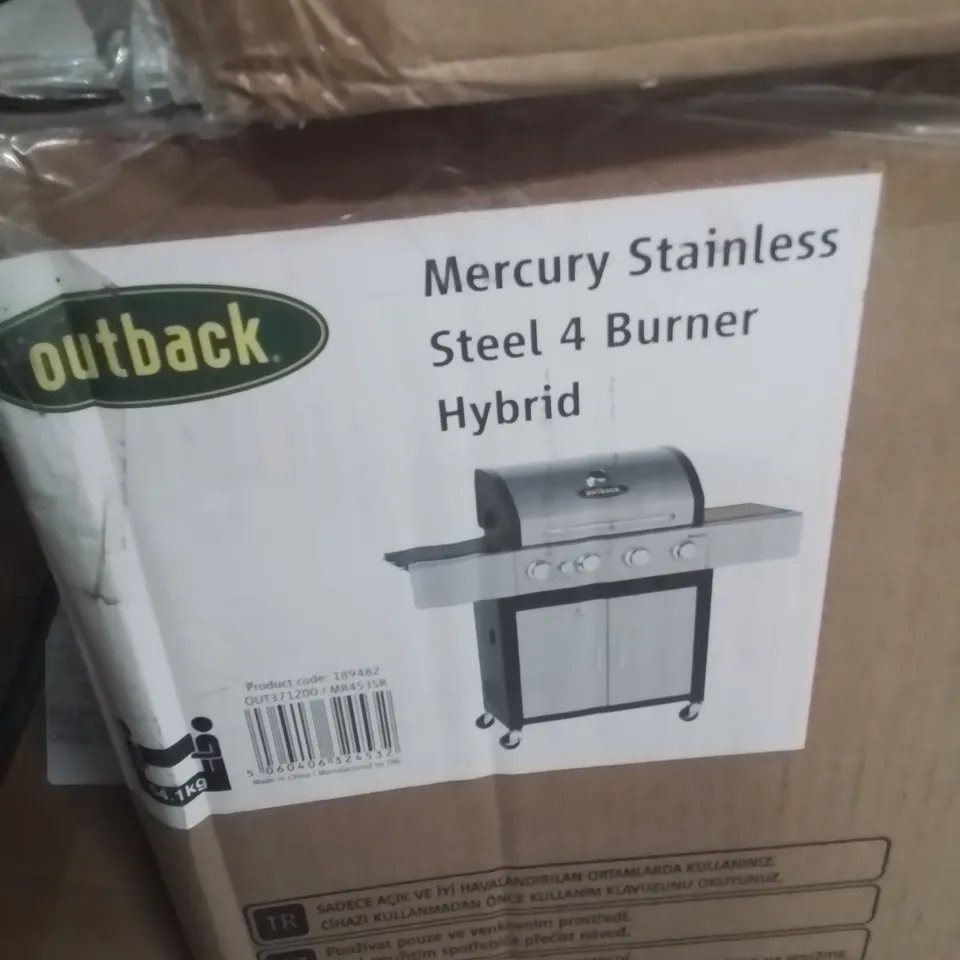 BOXED OUTBACK MERCURY STAINLESS STEEL 4 BURNER HYBRID BARBECUE