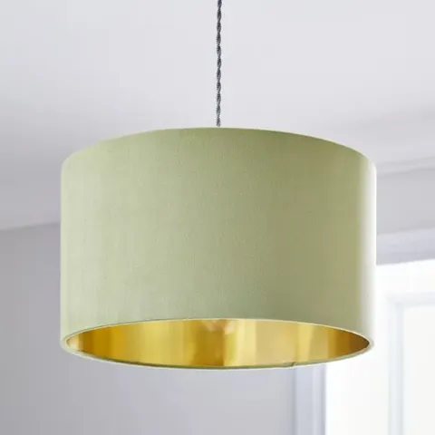 BOXED NESA VELVET DRUM LAMP SHADE - FERN 