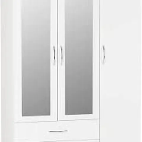 BOXED NEVADA 3-DOOR 2-DRAWER WARDROBE IN WHITE GLOSS - 3 BOXES