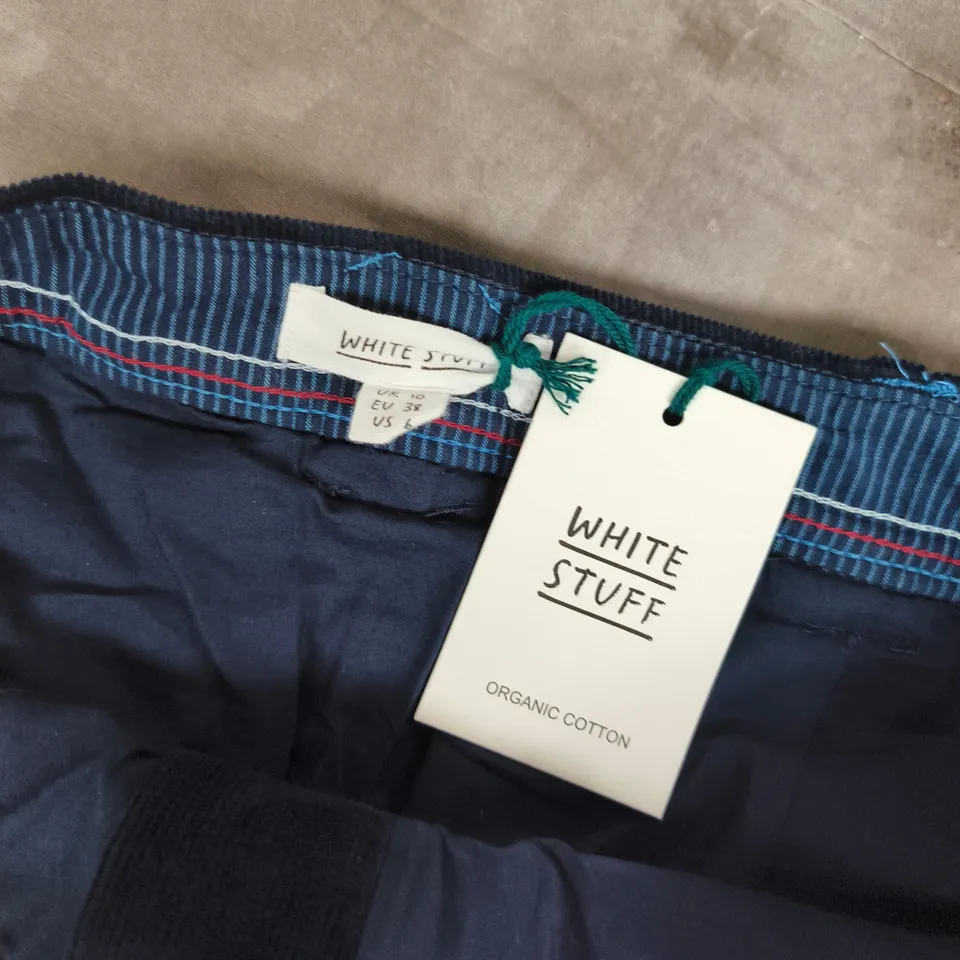 THE WHITE STUFF MELODY ORGANIC CORD SKIRT IN NAVY - UK 10