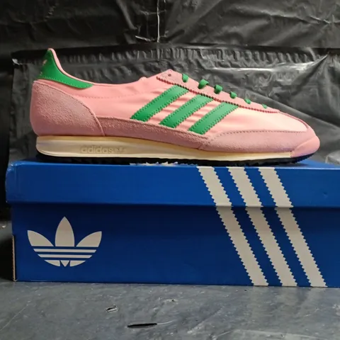 BOXED PAIR OF ADIDAS SL 72 OG W TRAINERS IN PINK/GREEN SIZE UK 9.5