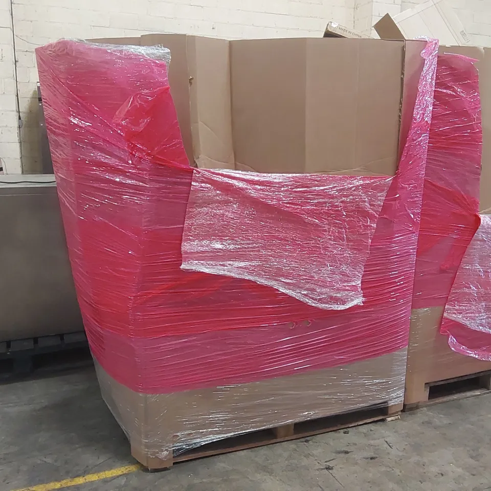 PALLET OF ASSORTED ITEMS INCLUDING: FOLDING CHAIR MAT, WHEELCHAIR FOR DOGS, 1000FT UTP CABLE, RUG ECT