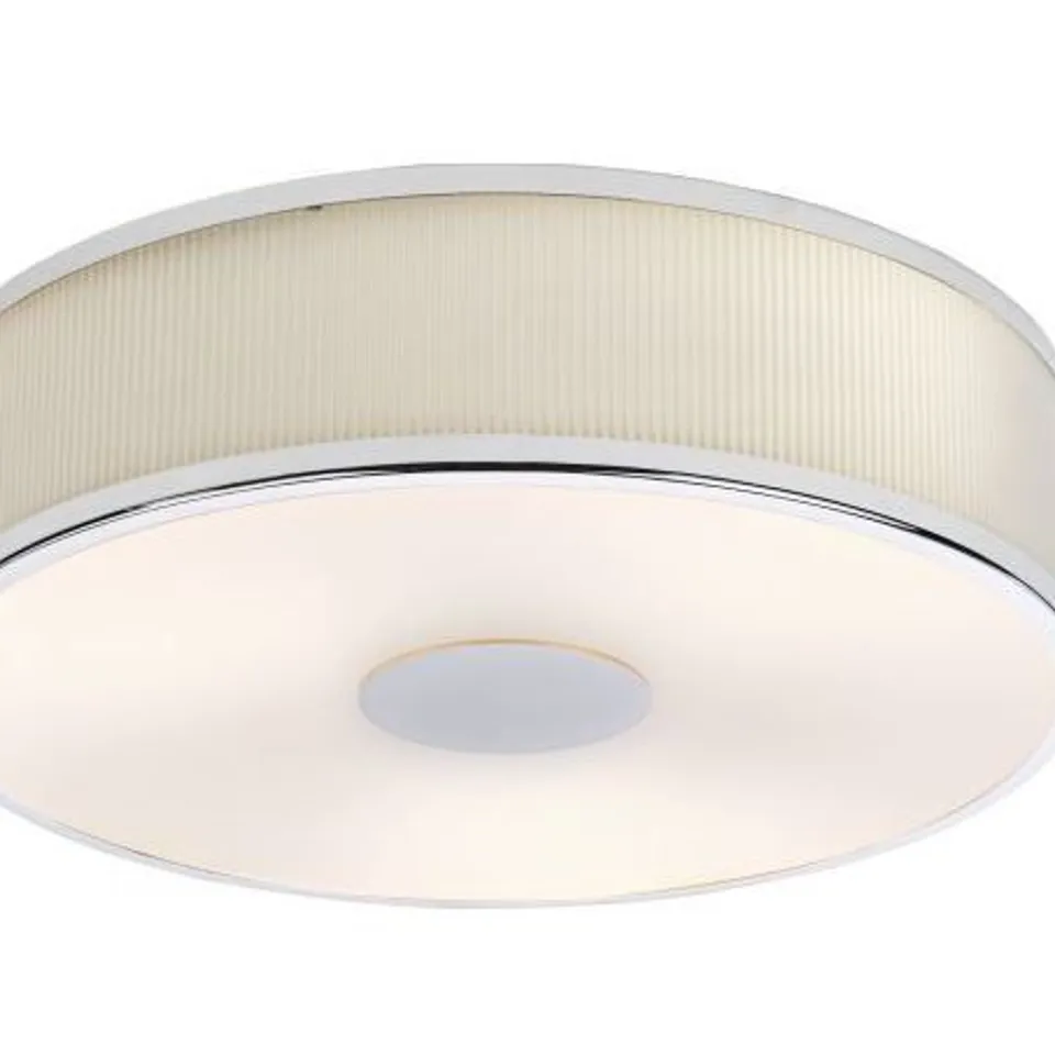 BOXED DAR LIGHTING ALVARO 3 LIGHT FLUSH POLISHED CHROME AND IVORY