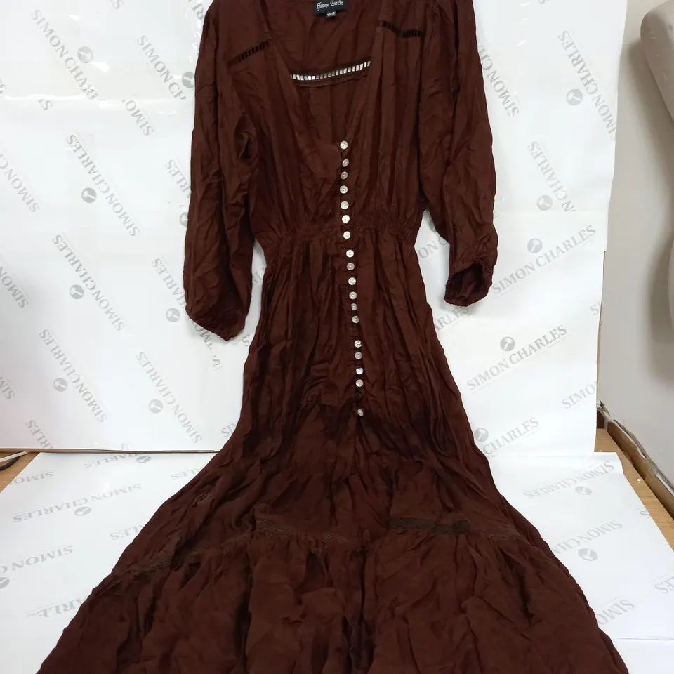 STONE CIRCLE FRILLED DRESS IN BROWN - 10-12