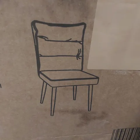 BOXED PAIR OF DINING CHAIRS WITH CUSHIONED BACKREST - BROWNISH TAN 