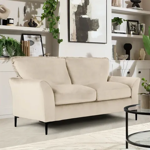 BOXED SEYMOUR 3 SEATER SOFA, CHAMPAGNE HOUSE VELVET (1 BOX)