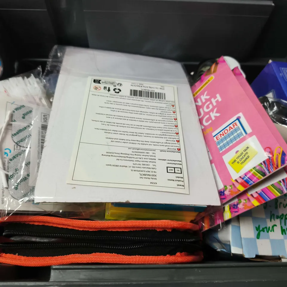 BOX OF APPROXIMATELY 15 ASSORTED HOUSEHOLD ITEMS TO INCLUDE GORILLA TAPE, FX-SILICA AND CUTTING WHEELS