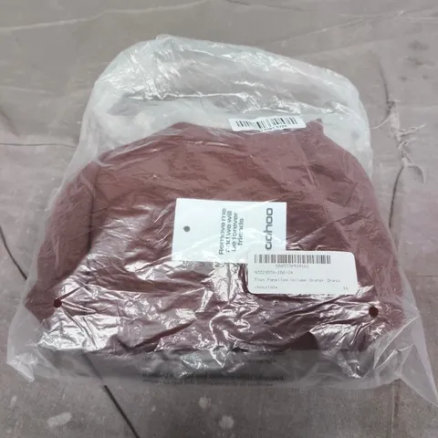 BOOHOO PLUS PANELLED VOLUME SKATER DRESS – CHOCOLATE, UK 16