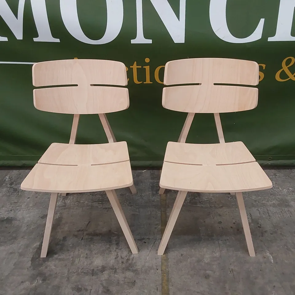 BRAND NEW BOXED SET OF 2 ZEST SIDE CHAIRS - BEECH (1 BOX) RRP £258