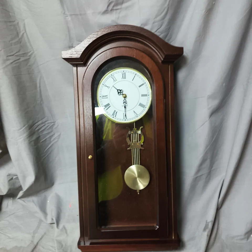 WOODEN PENDULUM WALL CLOCK WITH GLASS FRONT –