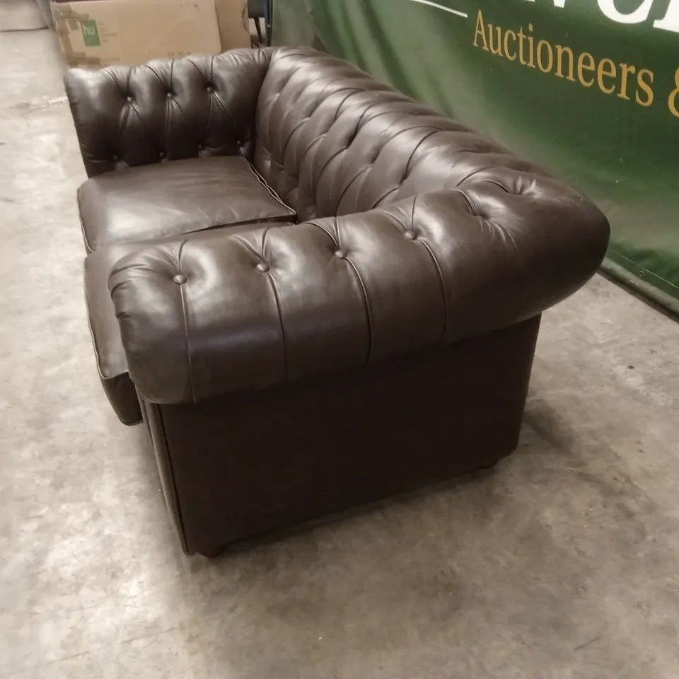 BAKERFIELD 2 SEATER LEATHER/FAUX LEATHER SOFA - CHOCOLATE RRP £899
