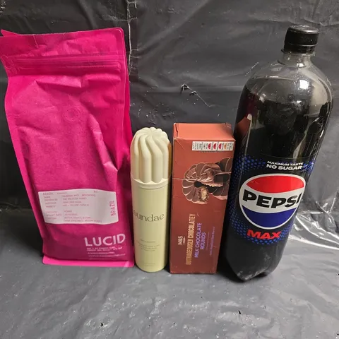 APPROXIMATELY 10 ASSORTED FOOD ITEMS TO INCLUDE - PEPSI MAX, BISCUITS AND COFFEE