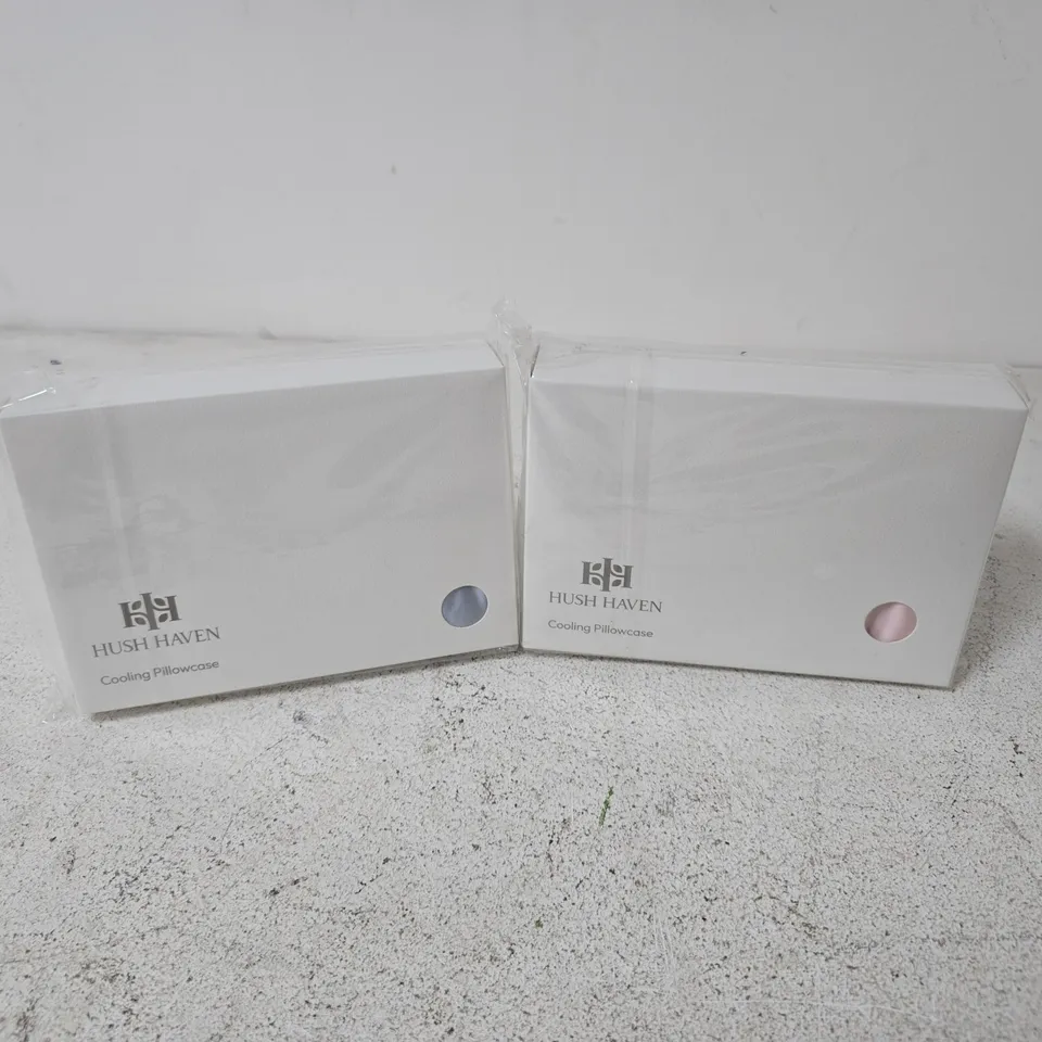 APPROXIMATELY 30 BOXED HUSH HAVEN COOLING PILLOWCASES IN VARIOUS COLOURS