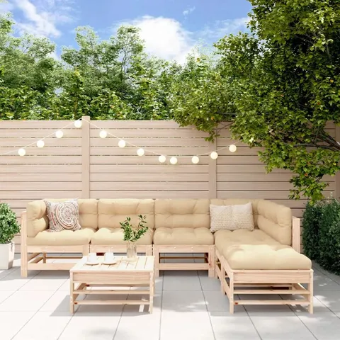 BOXED BRAYDEN STUDIO 7 PIECE GARDEN LOUNGE SET SOLID WOOD PINE (3 BOXES)
