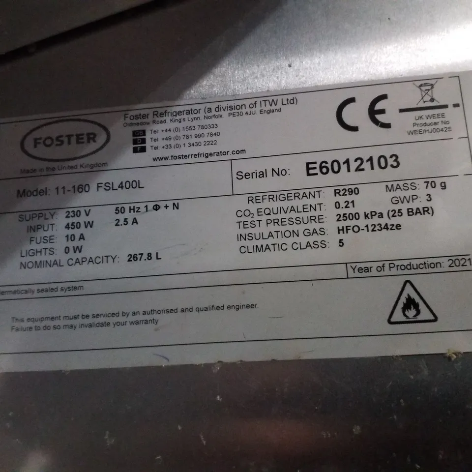 FOSTER FSL400L UPRIGHT SLIMLINE FREEZER