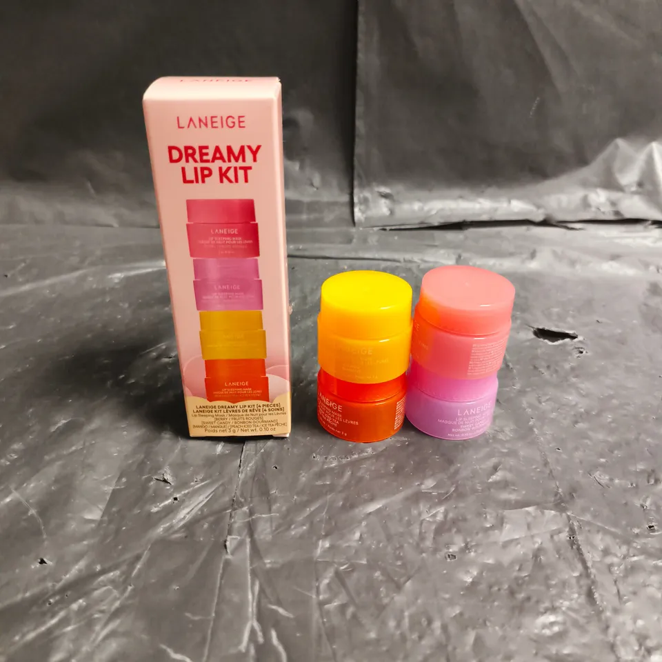 LANEIGE DREAMY LIP KIT – 4 LIP SLEEPING MASKS (BERRY, SWEET CANDY, MANGO, PEACH ICED TEA)