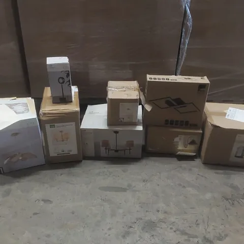 PALLET TO CONTAIN A VERY LARGE QUANTITY OF DESIGNER INDOOR LIGHTING PRODUCTS TO INCLUDE: CEILING LIGHTS, WALL LIGHT, FLOOR LAMP ECT