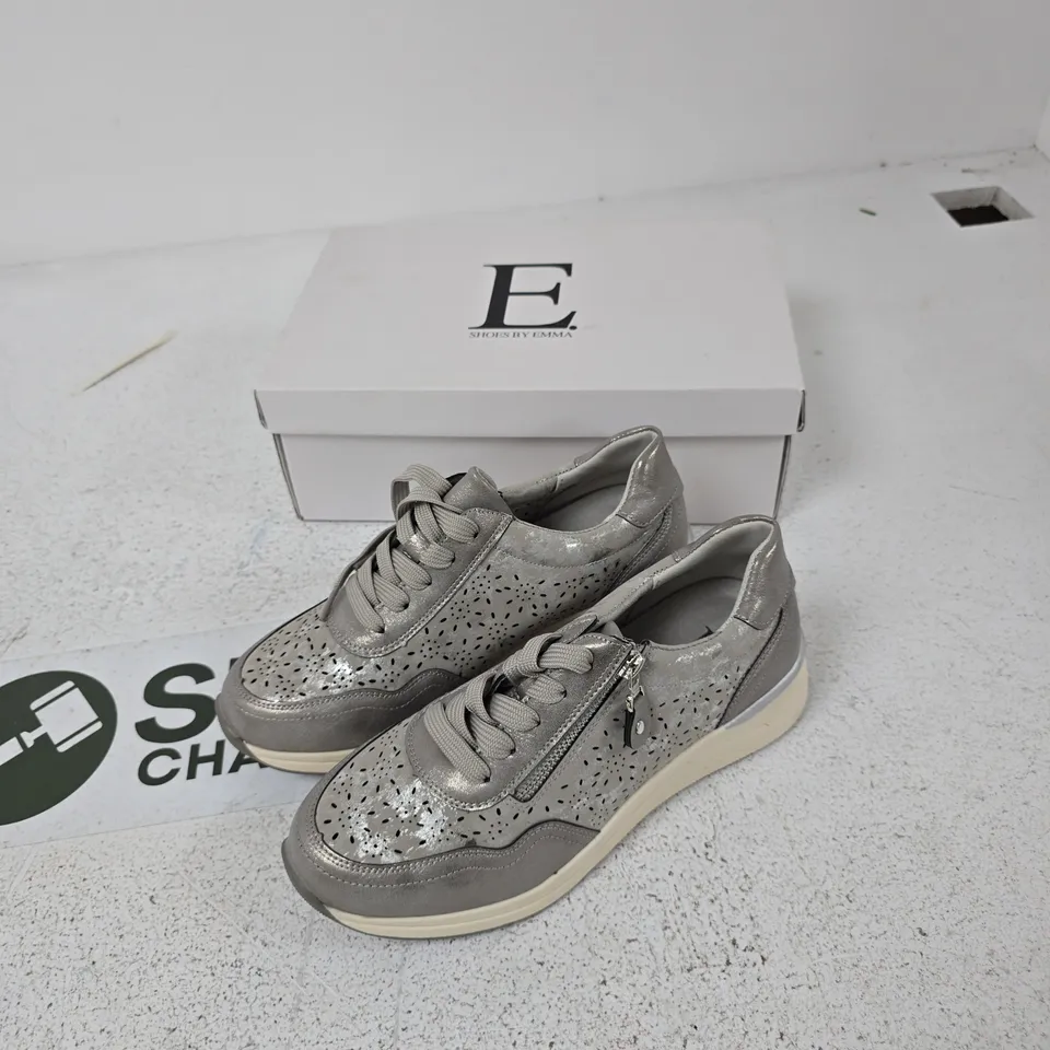 SHOES BY EMMA – SHOREDITCH PEWTER SNEAKERS, UK 5 (BOXED)