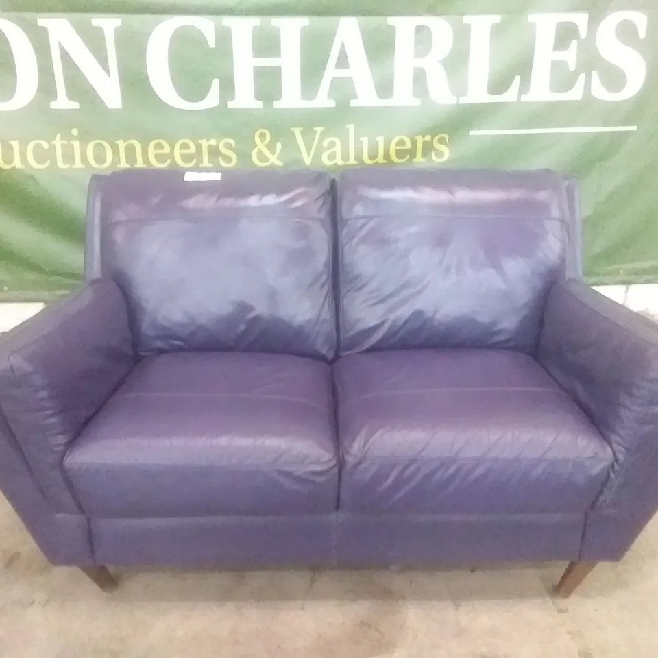 QUALITY DESIGNER FELLINI 2 SEATER - DARK PURPLE LEATHER 
